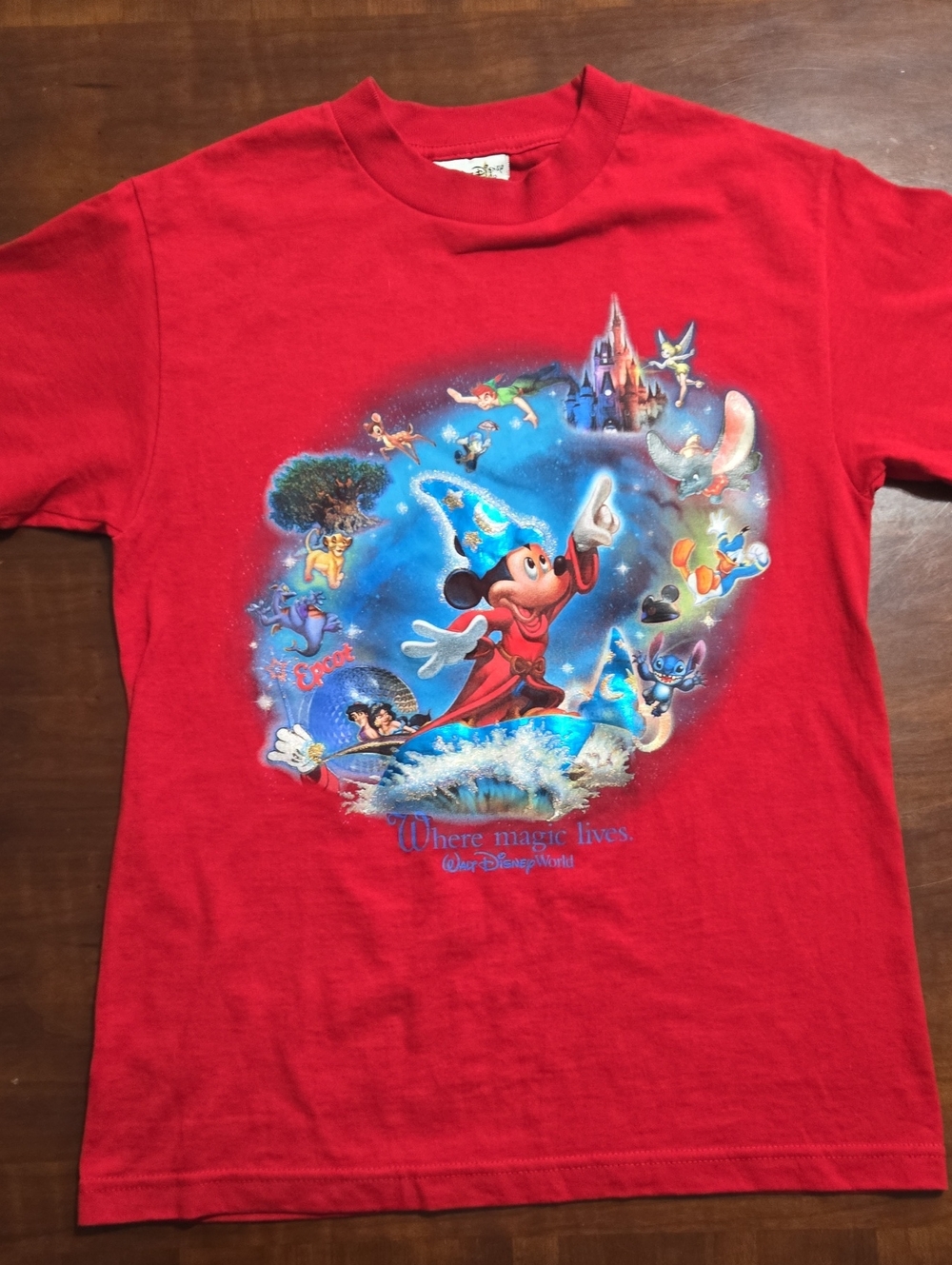 Vintage Disney World Red Sorcerer Mickey Graphic Tee Small